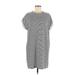 Thread & Supply Casual Dress - Mini Crew Neck Short sleeves: Gray Stripes Dresses - Women's Size Medium