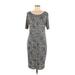 Lularoe Casual Dress - Sheath Scoop Neck Short sleeves: Gray Dresses - Women's Size Medium