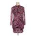 Shein Casual Dress - Bodycon Mock 3/4 sleeves: Purple Zebra Print Dresses - Women's Size 1X