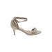 Long Tall Sally Heels: Tan Print Shoes - Women's Size 11 - Open Toe