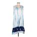 Area Stars Casual Dress - Mini V-Neck Sleeveless: Blue Tie-dye Dresses - New - Women's Size Medium