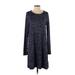 Gap Casual Dress - A-Line Crew Neck Long Sleeve: Blue Dresses - Women's Size Medium