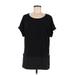 Calvin Klein Short Sleeve Blouse: Black Tops - Women's Size Medium