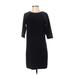 Ann Taylor LOFT Casual Dress - Shift Crew Neck 3/4 sleeves: Black Color Block Dresses - Women's Size 4