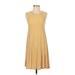 Pinc Casual Dress - A-Line Crew Neck Sleeveless: Yellow Stripes Dresses - Women's Size Small