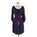 Rebecca Taylor Casual Dress Scoop Neck 3/4 sleeves: Purple Dresses - Women's Size 8