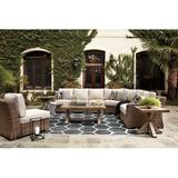 Beachcrest Home™ Danny 5-Piece Outdoor Sectional w/ Coffee Table & 2 End Tables Synthetic Wicker/All - Weather Wicker/Wicker/Rattan in Brown | Wayfair