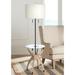 Pacific Coast Lighting Vanguard Light Oak Modern Glass Tray Floor Lamp