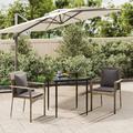 Latitude Run® Patio Dining Set Outdoor Rattan Wicker Table & Chair Set for Porch Square Glass/Metal in Black | 31.5 W x 31.5 D in | Wayfair