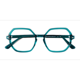 Unisex s square Green Blue Acetate Prescription eyeglasses - Eyebuydirect s Attract