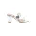 Kelly & Katie Mule/Clog: Slip On Chunky Heel Cocktail Silver Shoes - Women's Size 8 1/2 - Open Toe