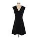 Theory Casual Dress - Mini V Neck Sleeveless: Black Print Dresses - Women's Size 2