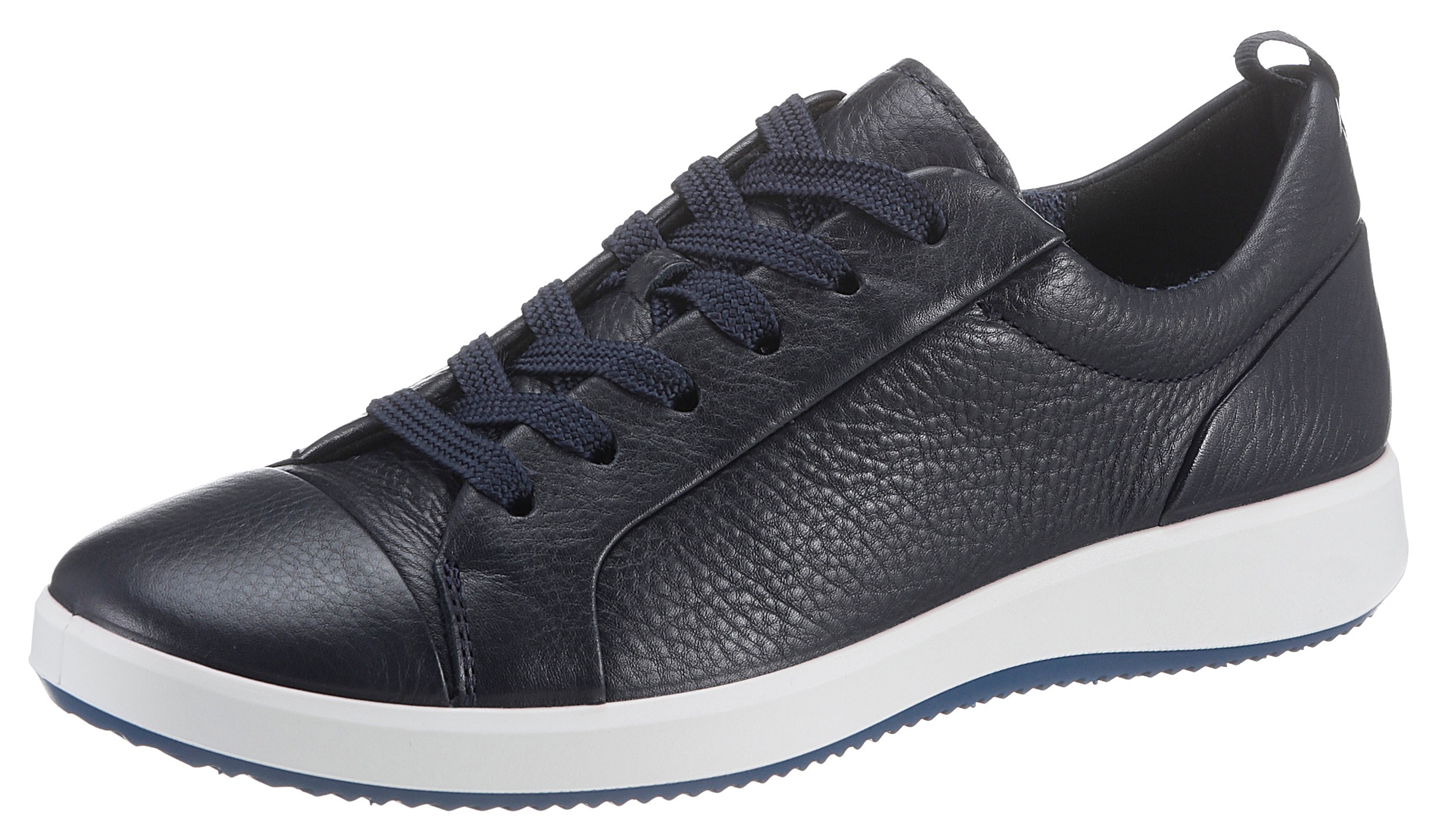 Sneaker ARA "ROMA", Damen, Gr. 7.5, blau (dunkelblau), Glattleder, unifarben, Schuhe Sneaker, Freizeitschuh, Halbschuh, Schnürschuh mit High Soft Fußbett, G-Weite