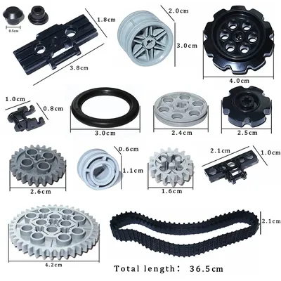Bausteine Gliederkette Tankgürtel Technische Teile Spurräder LKW Auto Getriebe MOC Großziegelspielzeug 3711 3873 88323 57520 57519 Image