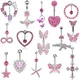 Neue 1pc rosa Schmetterling Bauchnabel Ringe baumeln Herz Zirkon Nabel Piercing chirurgischen Stahl