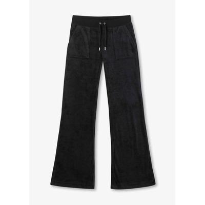 Layla Low Rise Black Velour Pocketed Track Pants -...