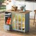 Kitchen Island with Drop Leaf, LED Light Kitchen Cart on Wheels