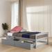 Twin Size Platform Bed with 2-Drawers, Pine Wood Storage Bed Frame with Headboard and Footboard for Bedroom, Grey