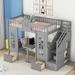 Gray Twin-Over-Twin Bunk Playhouse Bed&Storage Bed w/ Changeable Table