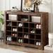 Sleek Design 24 Shoe Cubby Console, Modern Shoe Cabinet with Curved Base, Versatile Sideboard with High-quality for Hallway