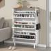 Narrow Design Shoe Cabinet with 3 Flip Drawers, Entryway Organizer with 3 Hooks, Free Standing Shoe Rack with Adjustable Panel