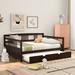 Full Daybed with Twin Trundle, Wood Full Size Kids Sofa Bed Frame, Full Sofa Bed for Living Room,Bedroom, No Box Spring Needed