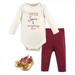 Hudson Baby Infant Girl Cotton Bodysuit Pant and Shoe 3pc Set Pumpkin Spice 3-6 Months