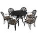 7-Piece Set of Cast Aluminum Patio Furniture with Black Frame and Seat Cushions in Random Colors