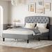 Queen Size Platform Bed with Button Tufting Adjustable Headboard