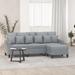 vidaXL Sofa 3-Seater Couch Sofa Armchair with Footstool for Living Room Fabric - 78" x 30.3" x 31.5"