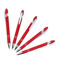 Pack of 5 Rubberized Comfort Soft Touch 2 in 1 Ballpoint Pen Capacitive Stylus Tip Premium Metal Medium Point Black Ink Compatible with Most Touch Screens (Red)