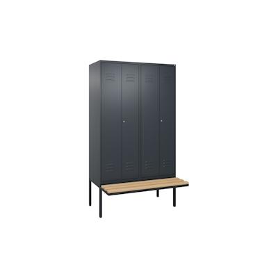 C+P Doppel-Spind Classic PLUS, schwebender Sitzbank aus Buche 4 Abteile, HxBxT 212x120x82cm, Zylinderschloss, Anthrazit von PROREGAL Image
