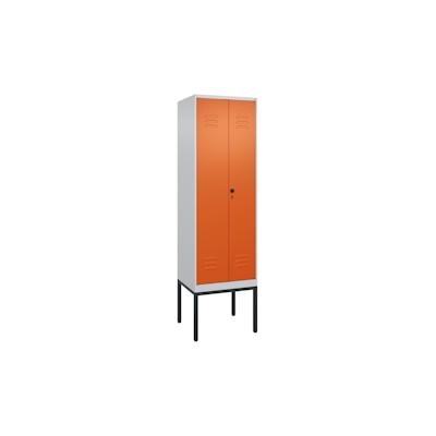 C+P Doppel-Spind Classic PLUS, Gestell, 2 Abteile, HxBxT 212x60x50cm, Sicherheitsdrehriegel, Hellgrau/Reinorange von PROREGAL Image