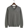 V-Ausschnitt-Pullover GANT "Classic Cotton V-Neck" Gr. 4XL, grau (dark grey melange) Herren Pullover V-Ausschnitt-Pullover