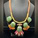 J. Crew Jewelry | Jcrew Faux Jade Rhinestone Brushed Gold Chunky Necklace | Color: Green/Pink | Size: Os