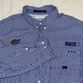 Columbia Shirts | Euc Columbia Florida Gators Uf Long Sleeve Button Up Blue White Plaid Pfg Shirt | Color: Blue/White | Size: L