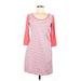 Columbia Casual Dress - A-Line Scoop Neck 3/4 sleeves: Pink Stripes Dresses - Women's Size Medium