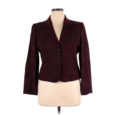 Tahari by ASL Blazer Jacket: Short Burgundy Jackets & Outerwear - Women's Size 14 Petite