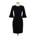 J.Crew Casual Dress - Sheath Crew Neck 3/4 sleeves: Black Print Dresses - Women's Size 2