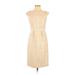 Tory Burch Casual Dress - A-Line Crew Neck Sleeveless: Tan Print Dresses - Women's Size 0