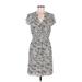 H&M Casual Dress - Shirtdress: Ivory Snake Print Dresses - Women's Size Medium