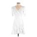 Gap Cocktail Dress - Wrap V Neck Short sleeves: White Print Dresses - Women's Size Small Petite
