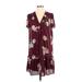 Ophelia Roe Casual Dress - Popover: Burgundy Floral Dresses - Women's Size Small