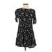 Abercrombie & Fitch Casual Dress - A-Line Crew Neck Short sleeves: Black Floral Dresses - Women's Size 2X-Small