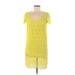 French Connection Casual Dress - Shift Scoop Neck Short sleeves: Yellow Print Dresses - Women's Size 8