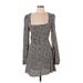 Flynn Skye Casual Dress - A-Line Plunge Long sleeves: Brown Dresses - Women's Size Large