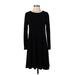 Old Navy Casual Dress - A-Line Crew Neck Long sleeves: Black Print Dresses - Women's Size Small