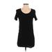 Wilfred Free Casual Dress - Mini Scoop Neck Short sleeves: Black Solid Dresses - Women's Size X-Small