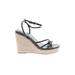 Marc Fisher Wedges: Black Print Shoes - Women's Size 8 - Open Toe