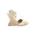 Christian Louboutin Wedges: Ivory Print Shoes - Women's Size 36 - Open Toe